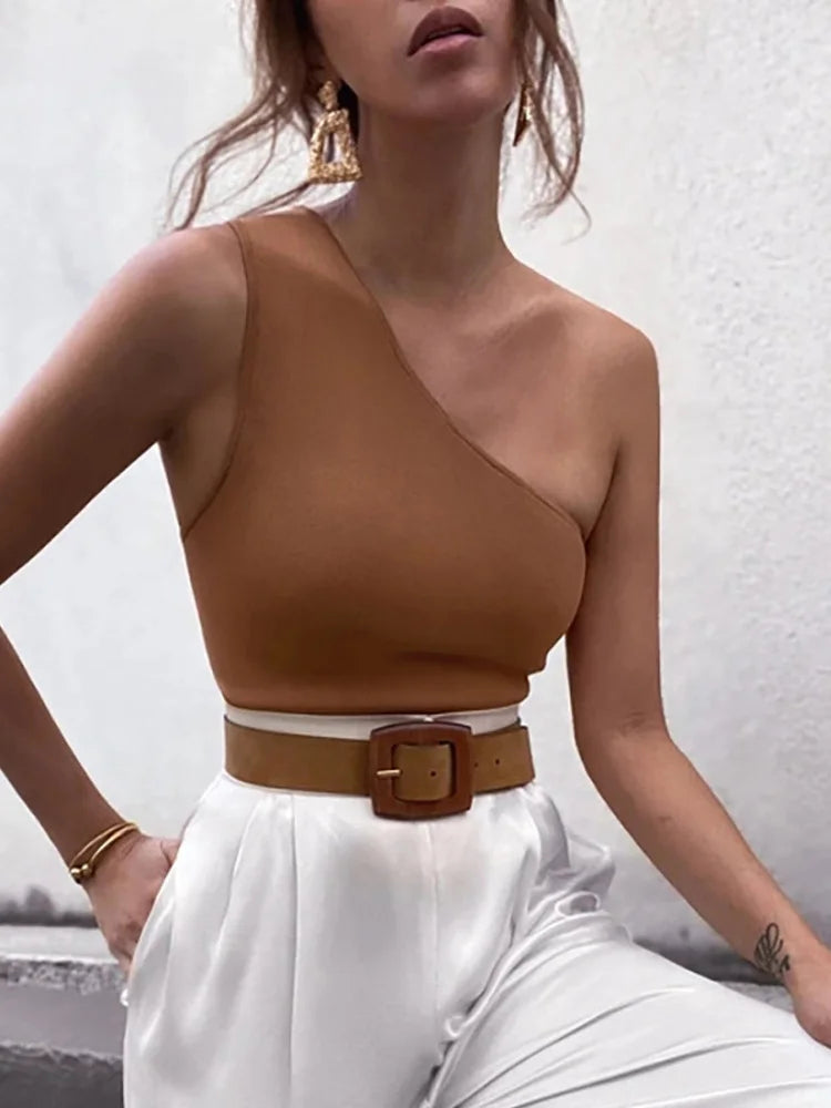 Over One Shoulder Tank Tops Elastic - Buy Gifts 4 You by NX3