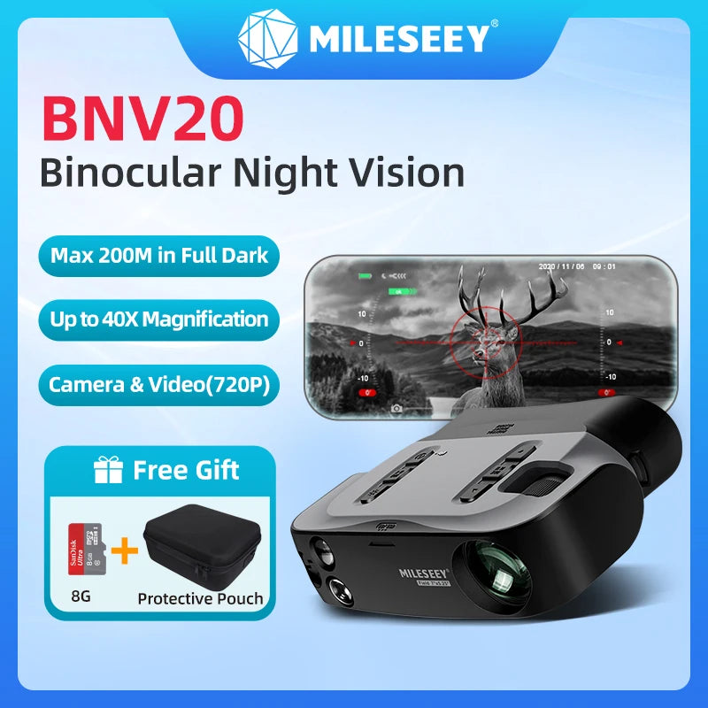 Mileseey BNV20 Infrared Digital Night Vision Binocular 2 in 1 with Camera Scopes for Hunting Total Dark Max 200m 8G TF Card - Buy Gifts 4 You by NX3