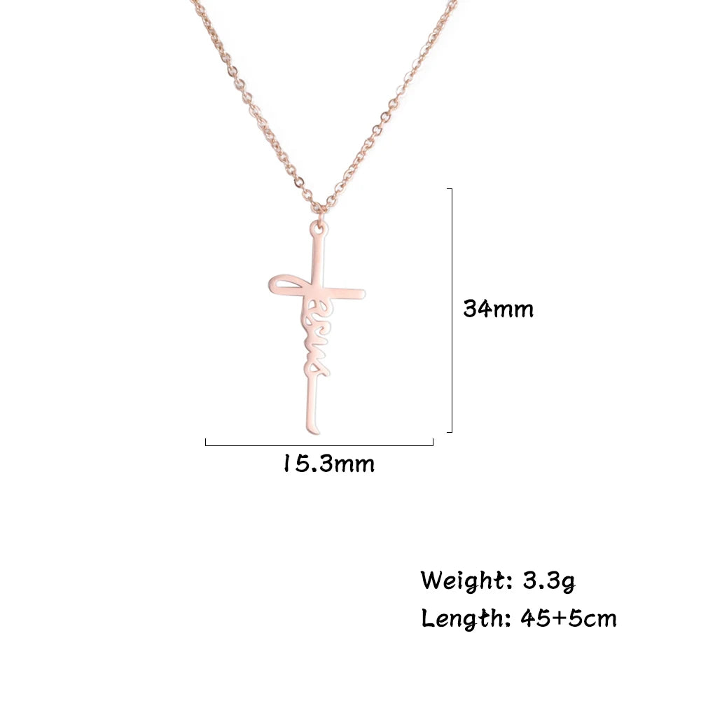 My Shape Jesus Cross Necklaces for Women Men Stainless Steel Pendant Necklace Choker Religious Christian Jewelry Christmas Gift - Buy Gifts 4 You by NX3