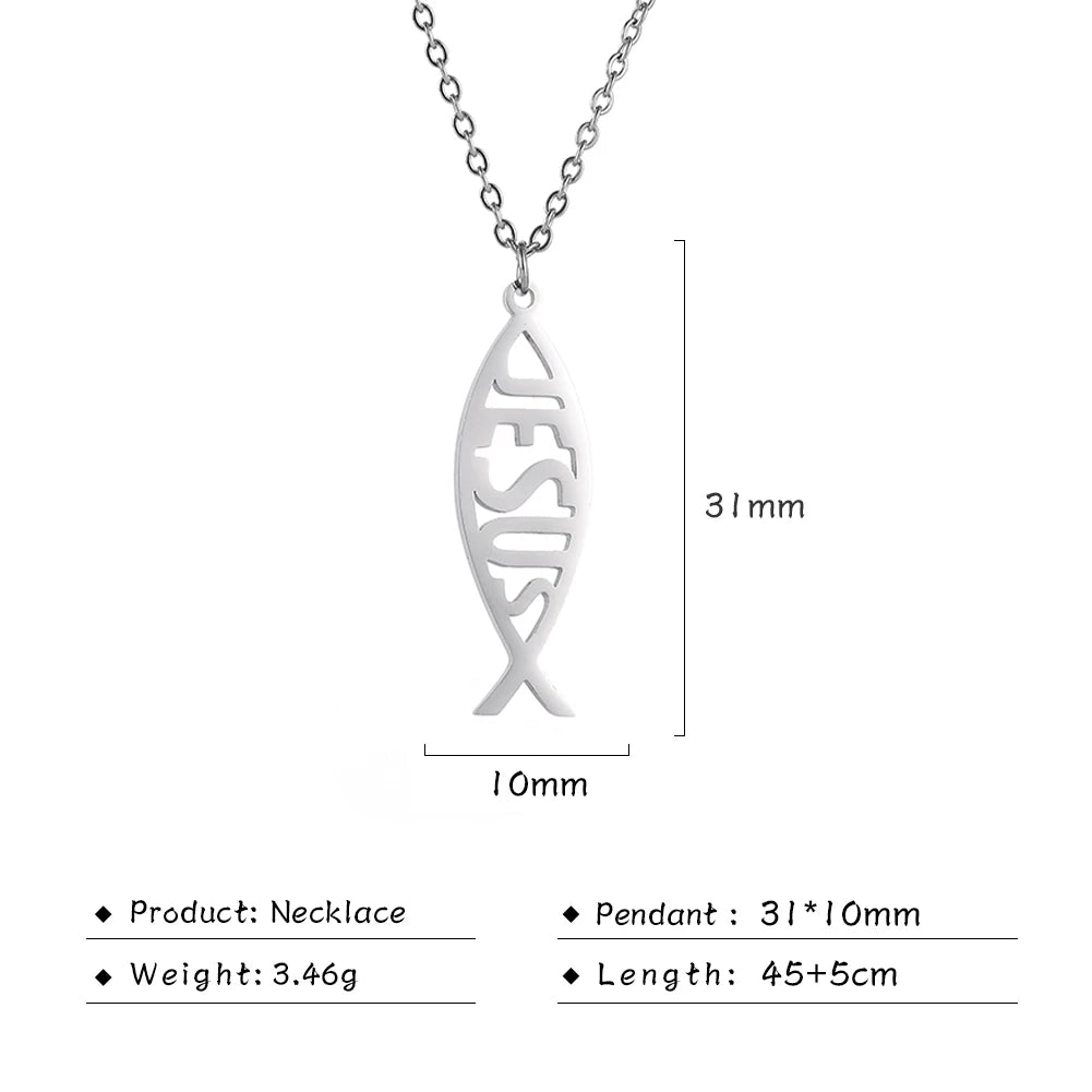 My Shape Jesus Cross Necklaces for Women Men Stainless Steel Pendant Necklace Choker Religious Christian Jewelry Christmas Gift - Buy Gifts 4 You by NX3