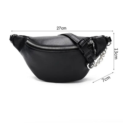 Fashion Leather Waist Fanny Pack Chest Bag Phone Purse with Metal Chain for Women - Buy Gifts 4 You by NX3