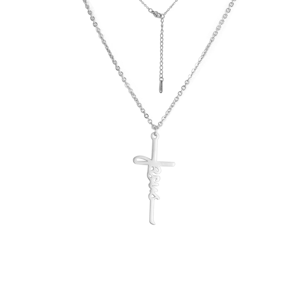 Skyrim Jesus Cross Pendant Necklace for Women Men Stainless Steel Neck Chains Religious Christian Savior Faith Jewelry Gifts - Buy Gifts 4 You by NX3