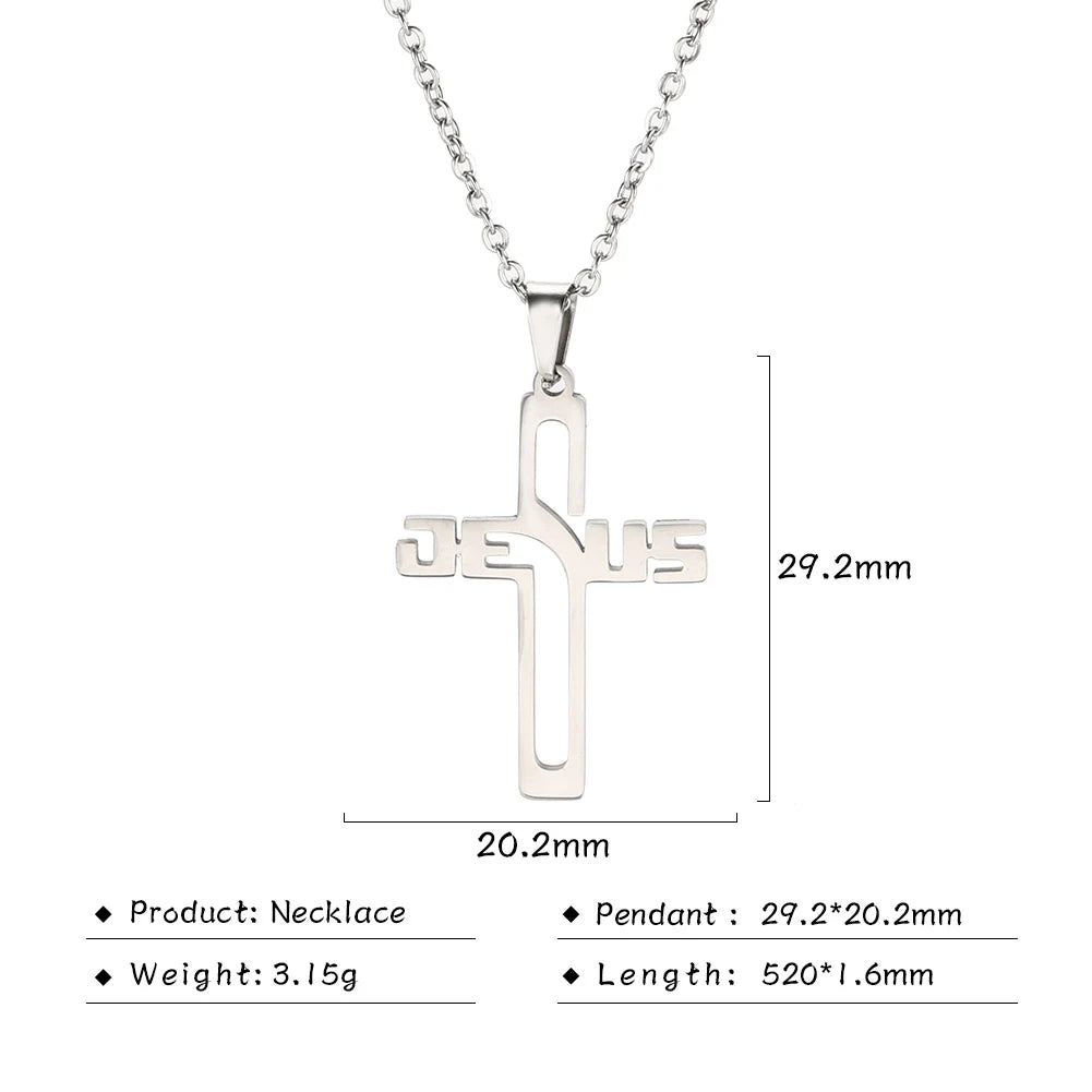 My Shape Jesus Cross Necklaces for Women Men Stainless Steel Pendant Necklace Choker Religious Christian Jewelry Christmas Gift - Buy Gifts 4 You by NX3