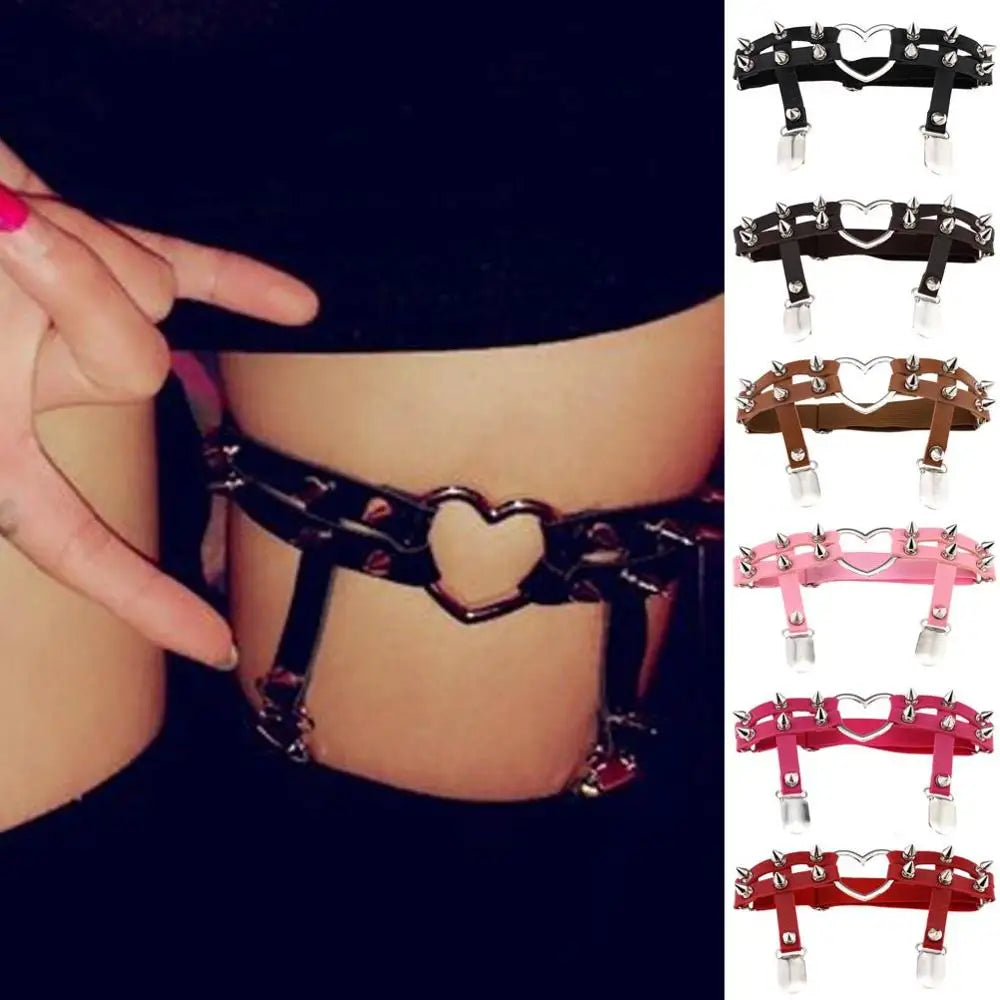 Studded heart Garters Thigh High Harness Elastic Leg Chain - Buy Gifts 4 You by NX3