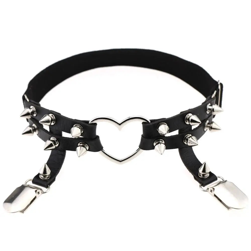 Studded heart Garters Thigh High Harness Elastic Leg Chain - Buy Gifts 4 You by NX3