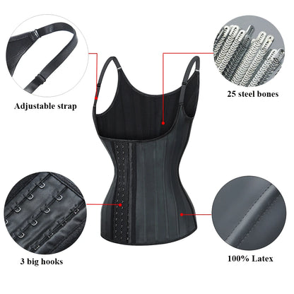 Latex Vest Waist Trainer Corset Body Shaper 25 Steel Bones Shapewear Colombian Girdles Belly Slimming Sheath Modeling Strap Faja - Buy Gifts 4 You by NX3