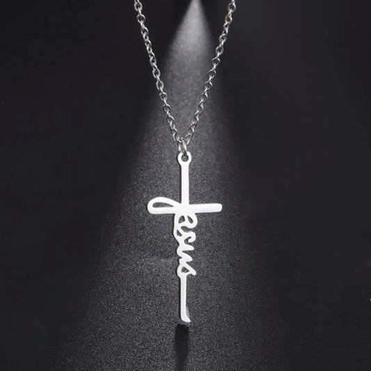 Skyrim Jesus Cross Pendant Necklace for Women Men Stainless Steel Neck Chains Religious Christian Savior Faith Jewelry Gifts - Buy Gifts 4 You by NX3