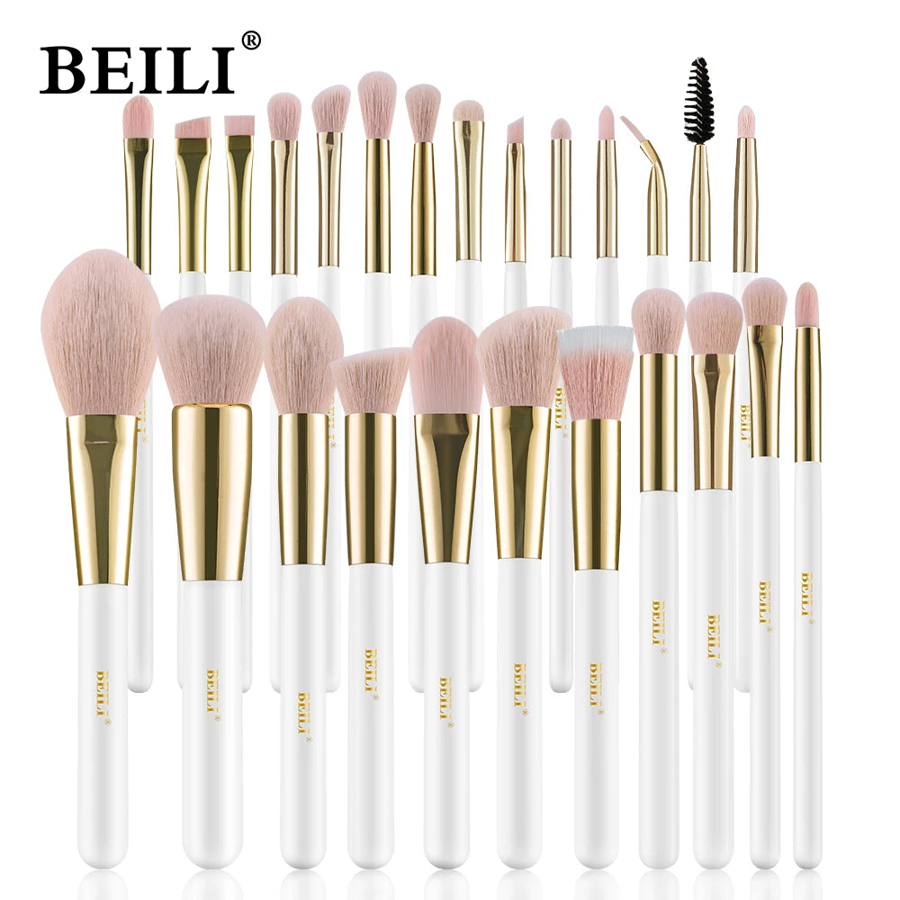 BEILI White Gold Makeup Brushes Professional Foundation Eyeshadow Powder High Quality Pink Synthetic Brush Set кисти для макияжа - Buy Gifts 4 You by NX3