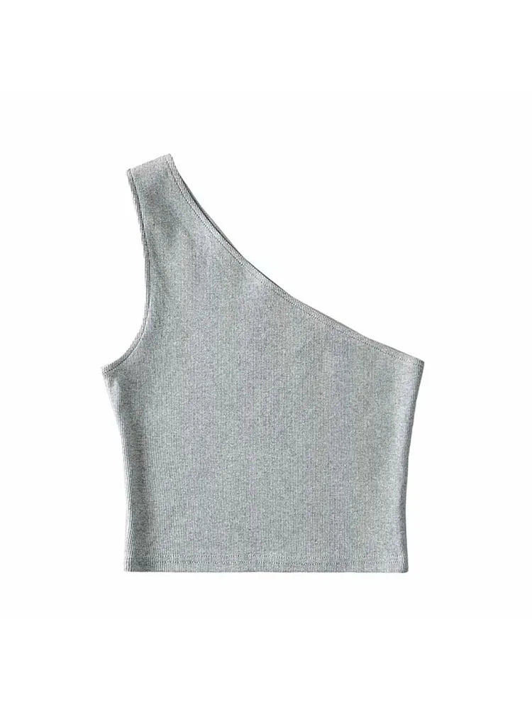 One Shoulder Cropped Tanks Top - Buy Gifts 4 You by NX3