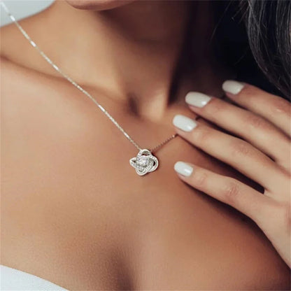 Four-leaf Clover Pendant Eternal Heart Necklace for Mother's Day Vintage Zircon Women Necklaces With Card Box 2022 Trend Gifts - Buy Gifts 4 You by NX3