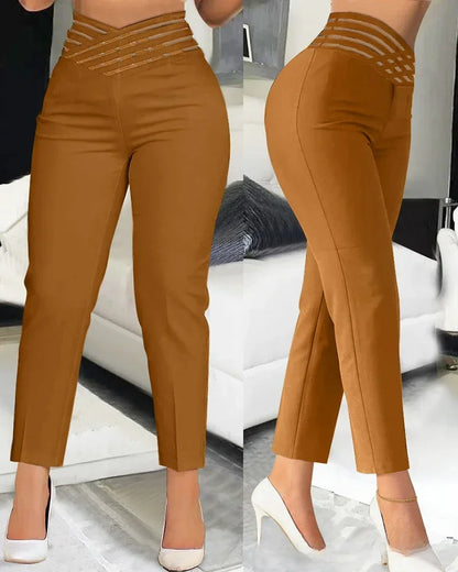 Women Solid High Waist Criss-Cross Flared Pants - Buy Gifts 4 You by NX3