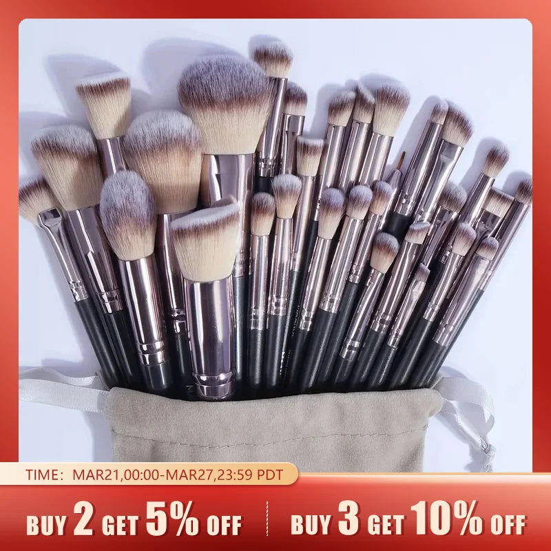 MAANGE 30pcs Professional Makeup Brush Set Foundation Concealers Eye Shadows Powder Blush Blending Brushes Beauty Tools with Bag - Buy Gifts 4 You by NX3