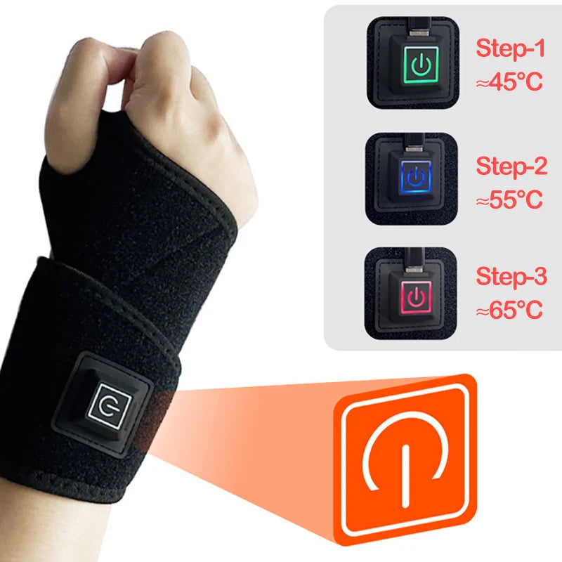 Electrically Heated Wrist Support sleeve Adjustable Wrist guard Breathable Black Strap Sports and Hand Joint Protection Tool - Buy Gifts 4 You by NX3