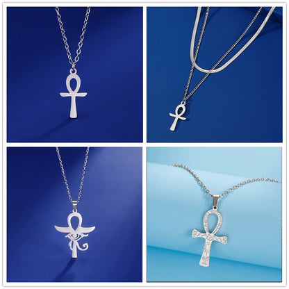 Lucktune Ankh Cross Egyptian Amulet Necklace Stainless Steel Key of Life Symbol Crucifix Pendant Necklace Women Religion Jewelry - Buy Gifts 4 You by NX3