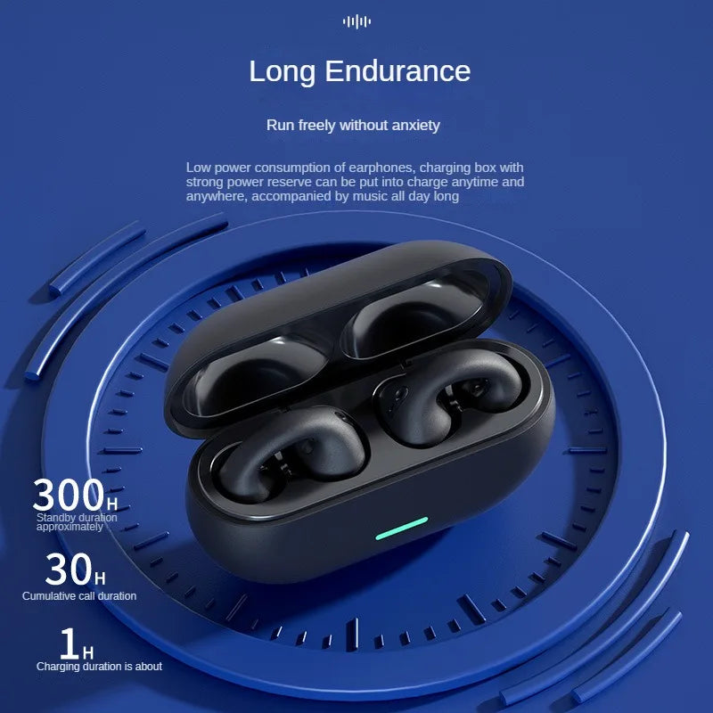 TWS Bluetooth 5.3 Wireless Bone Conduction Headphones T75 Clip Ear Music Noise Canceling Headset HD Call Sports Gaming Earphones - Buy Gifts 4 You by NX3