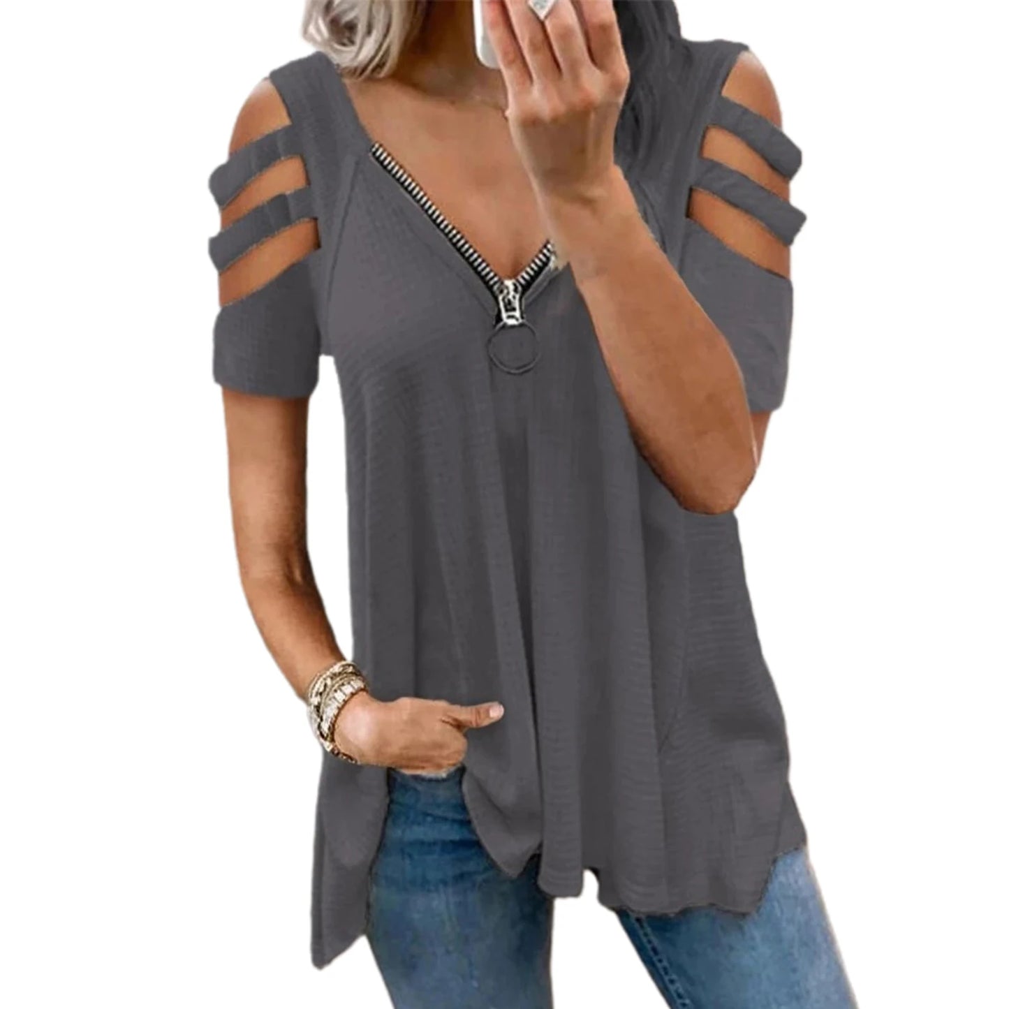 Flared Sleeve Mesh Solid Blouse - Buy Gifts 4 You by NX3