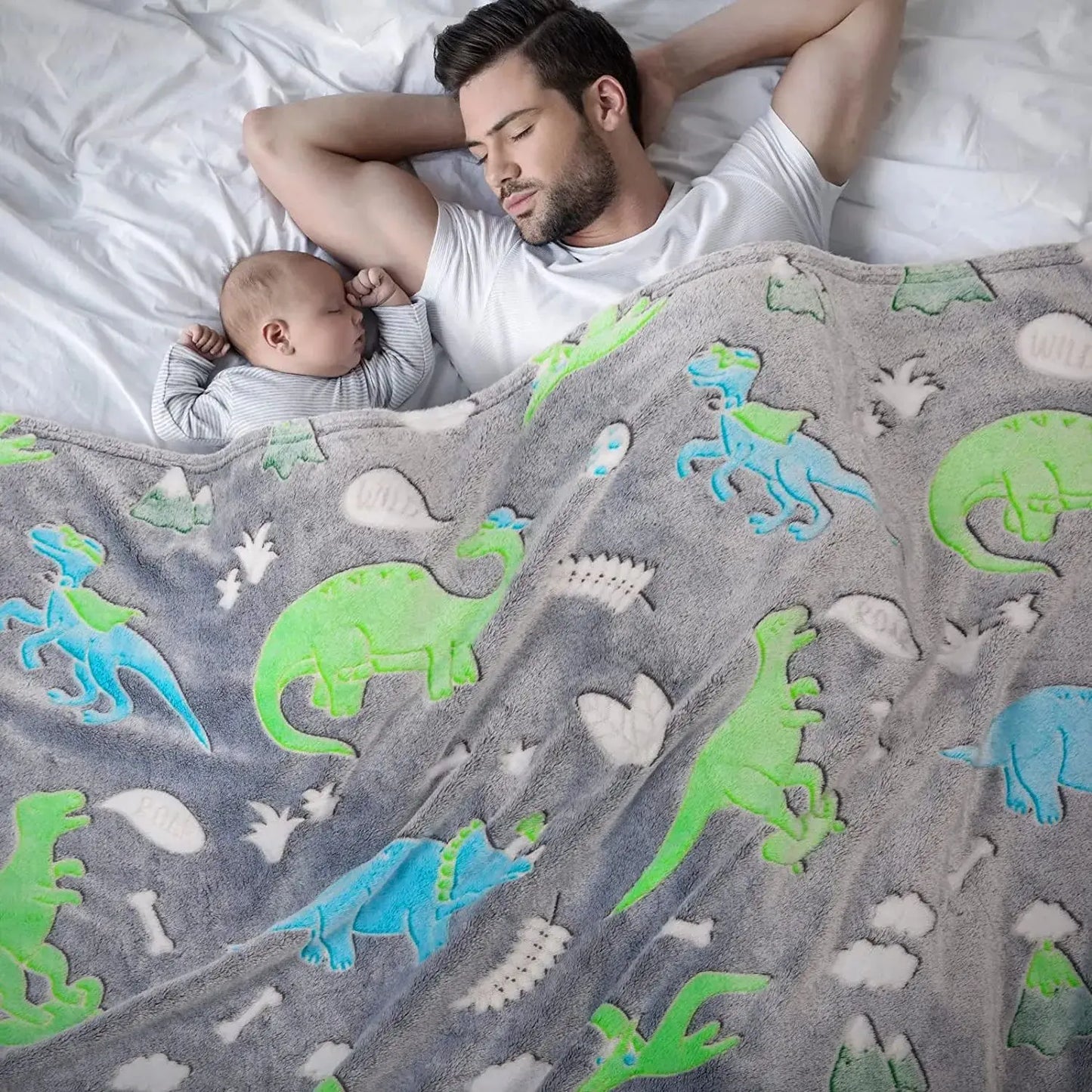 Unicorn or Dinosaur Plush Glow in the Dark Super Soft Blanket - Buy Gifts 4 You by NX3