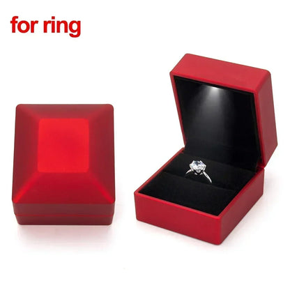 LED Light Jewelry Box For Ring Necklace Luxury Velvet Storage Cases - Buy Gifts 4 You by NX3