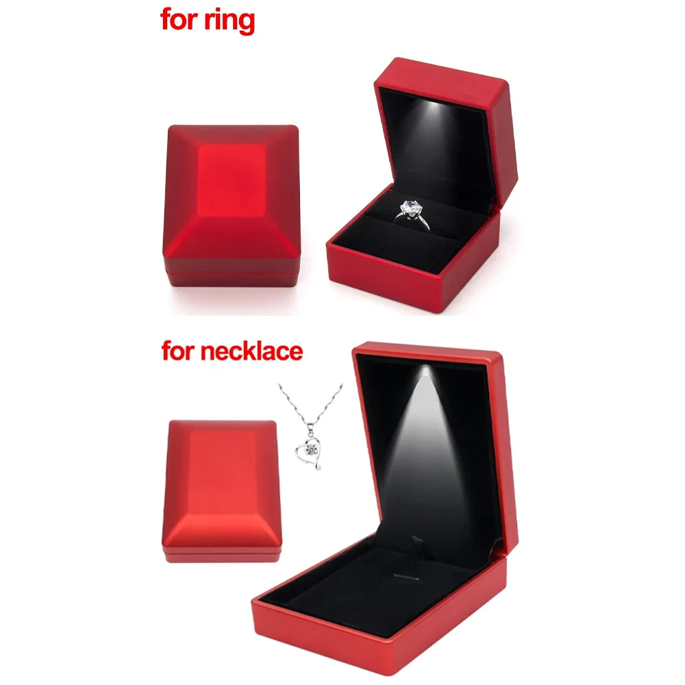 LED Light Jewelry Box For Ring Necklace Luxury Velvet Storage Cases - Buy Gifts 4 You by NX3