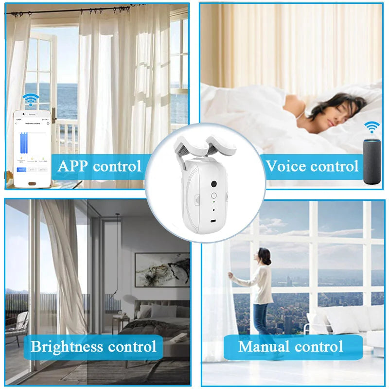 White Tuya WIFI Smart Automatic Curtain Opener Bluetooth Track Curtains Switch Robot Remote Control For Alexa Google Home - Buy Gifts 4 You by NX3