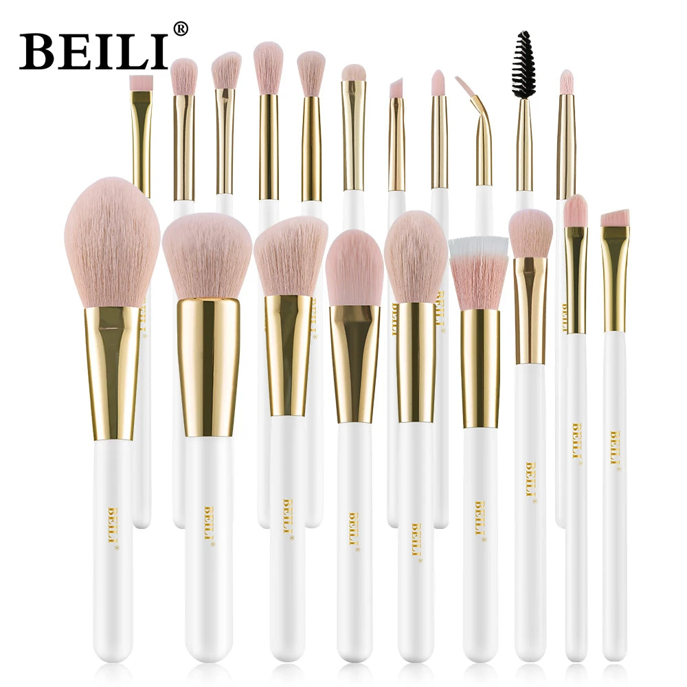 BEILI White Gold Makeup Brushes Professional Foundation Eyeshadow Powder High Quality Pink Synthetic Brush Set кисти для макияжа - Buy Gifts 4 You by NX3