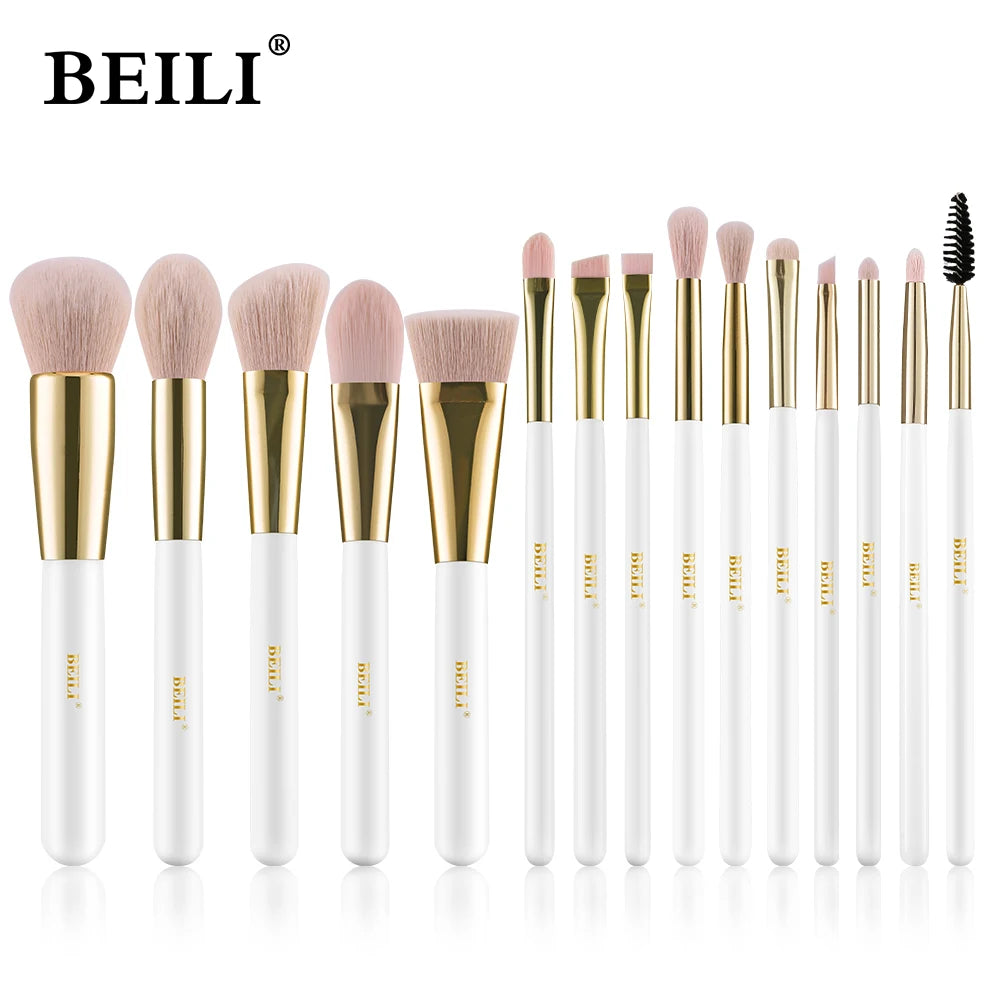 BEILI White Gold Makeup Brushes Professional Foundation Eyeshadow Powder High Quality Pink Synthetic Brush Set кисти для макияжа - Buy Gifts 4 You by NX3