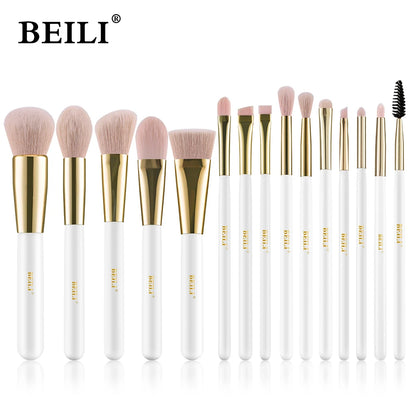 BEILI White Gold Makeup Brushes Professional Foundation Eyeshadow Powder High Quality Pink Synthetic Brush Set кисти для макияжа - Buy Gifts 4 You by NX3