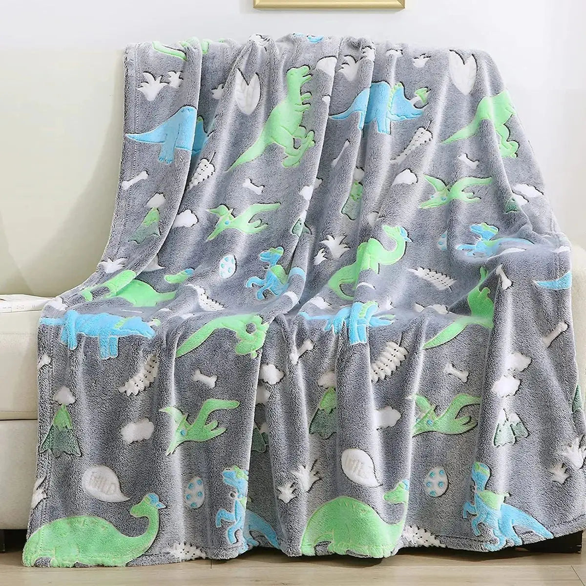 Unicorn or Dinosaur Plush Glow in the Dark Super Soft Blanket - Buy Gifts 4 You by NX3