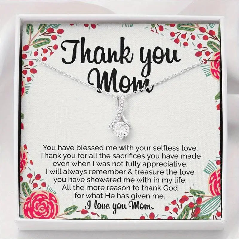 THANK YOU MOM To Mom Necklace, Sentimental Mom Gift From Daughter, Mom Necklace, Mom Birthday Gift From Daughter, Christmas Gift - Buy Gifts 4 You by NX3