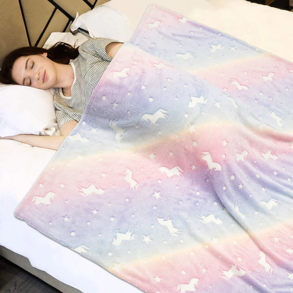 Glow inDark Blanket Washable Soft Luminous Unicorn - Buy Gifts 4 You by NX3