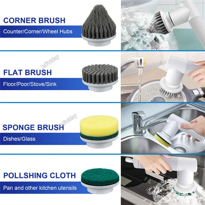 Electric Spin Scrubber Cordless Cleaning Brush with 2 Rotating Speeds & 6 Replaceable Heads for Bathroom,Kitchen,Wall,Oven,Dish - Buy Gifts 4 You by NX3