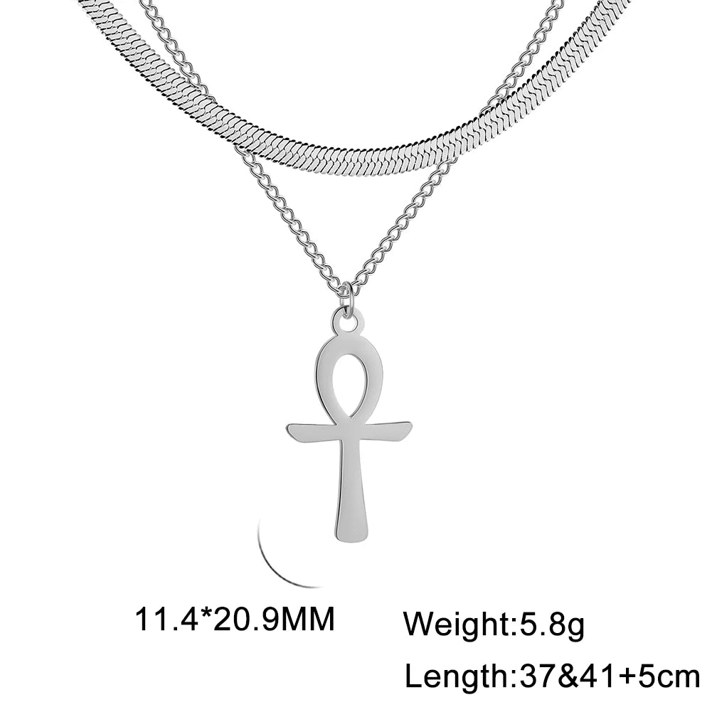 Lucktune Ankh Cross Egyptian Amulet Necklace Stainless Steel Key of Life Symbol Crucifix Pendant Necklace Women Religion Jewelry - Buy Gifts 4 You by NX3