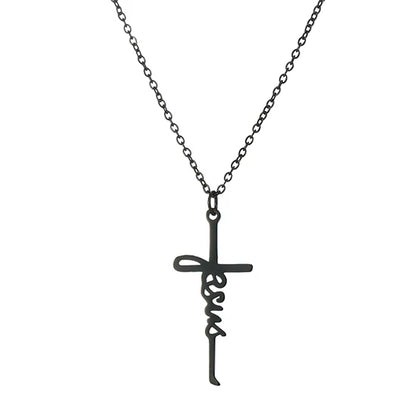 My Shape Jesus Cross Necklaces for Women Men Stainless Steel Pendant Necklace Choker Religious Christian Jewelry Christmas Gift - Buy Gifts 4 You by NX3