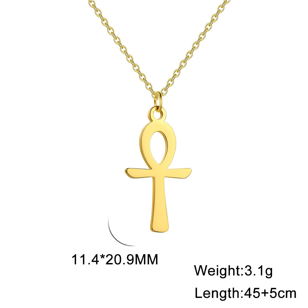 Lucktune Ankh Cross Egyptian Amulet Necklace Stainless Steel Key of Life Symbol Crucifix Pendant Necklace Women Religion Jewelry - Buy Gifts 4 You by NX3