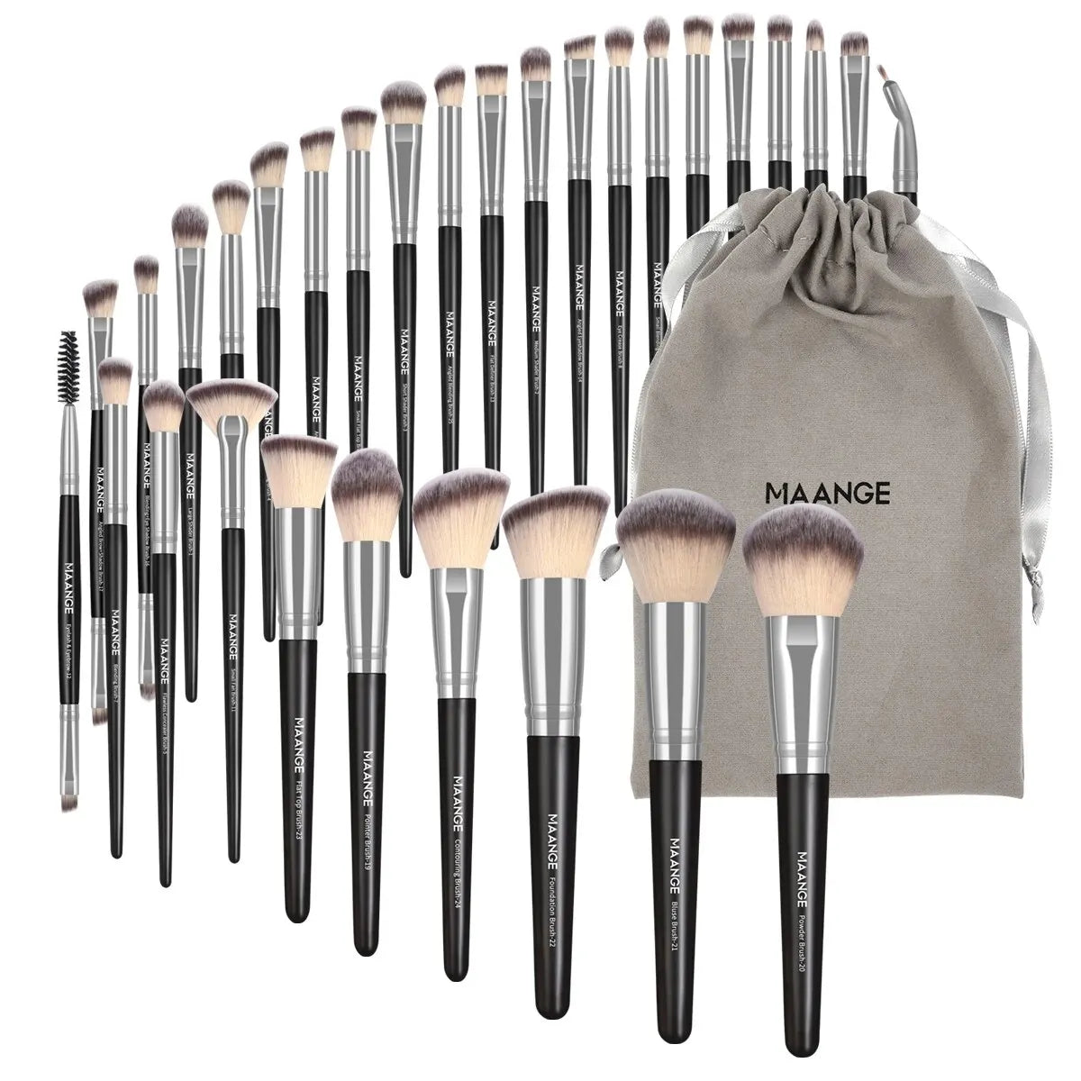 MAANGE 30pcs Professional Makeup Brush Set Foundation Concealers Eye Shadows Powder Blush Blending Brushes Beauty Tools with Bag - Buy Gifts 4 You by NX3