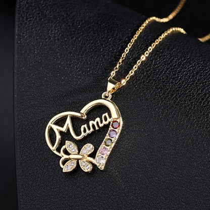 European and American Love Butterfly Alphabet MAMA Pendant Necklace for Women Personality Love Color Zircon Mother's Day Jewelry - Buy Gifts 4 You by NX3