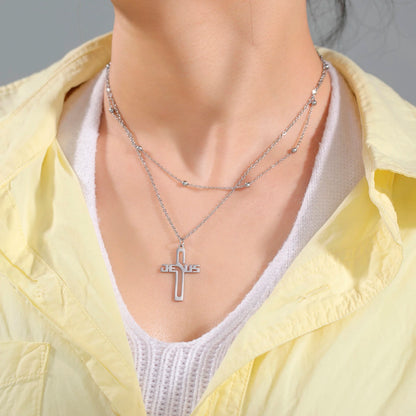 My Shape Jesus Cross Necklaces for Women Men Stainless Steel Pendant Necklace Choker Religious Christian Jewelry Christmas Gift - Buy Gifts 4 You by NX3