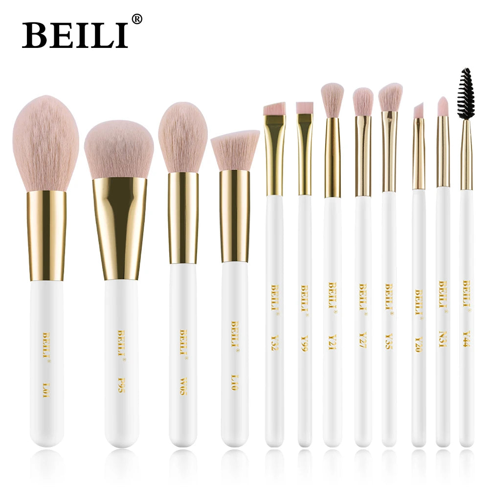 BEILI White Gold Makeup Brushes Professional Foundation Eyeshadow Powder High Quality Pink Synthetic Brush Set кисти для макияжа - Buy Gifts 4 You by NX3