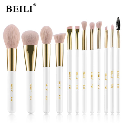 BEILI White Gold Makeup Brushes Professional Foundation Eyeshadow Powder High Quality Pink Synthetic Brush Set кисти для макияжа - Buy Gifts 4 You by NX3