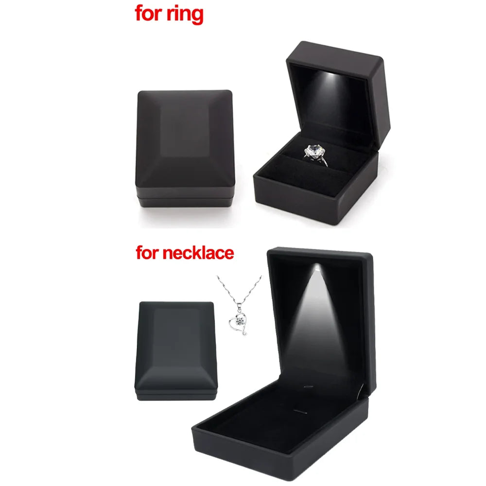 LED Light Jewelry Box For Ring Necklace Luxury Velvet Storage Cases - Buy Gifts 4 You by NX3