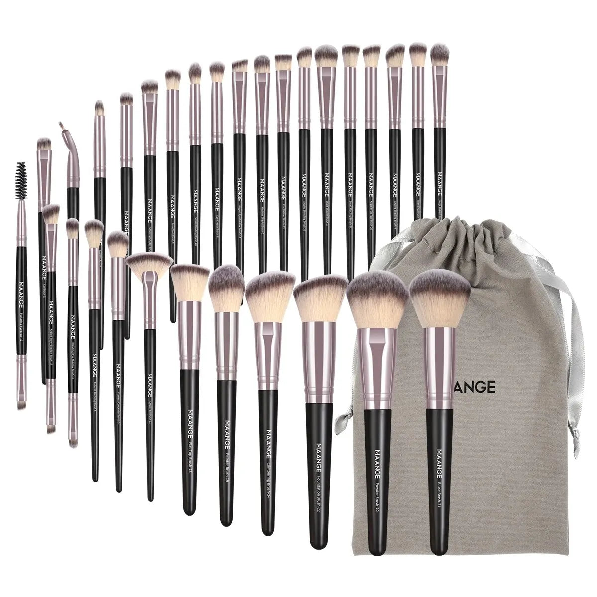 MAANGE 30pcs Professional Makeup Brush Set Foundation Concealers Eye Shadows Powder Blush Blending Brushes Beauty Tools with Bag - Buy Gifts 4 You by NX3