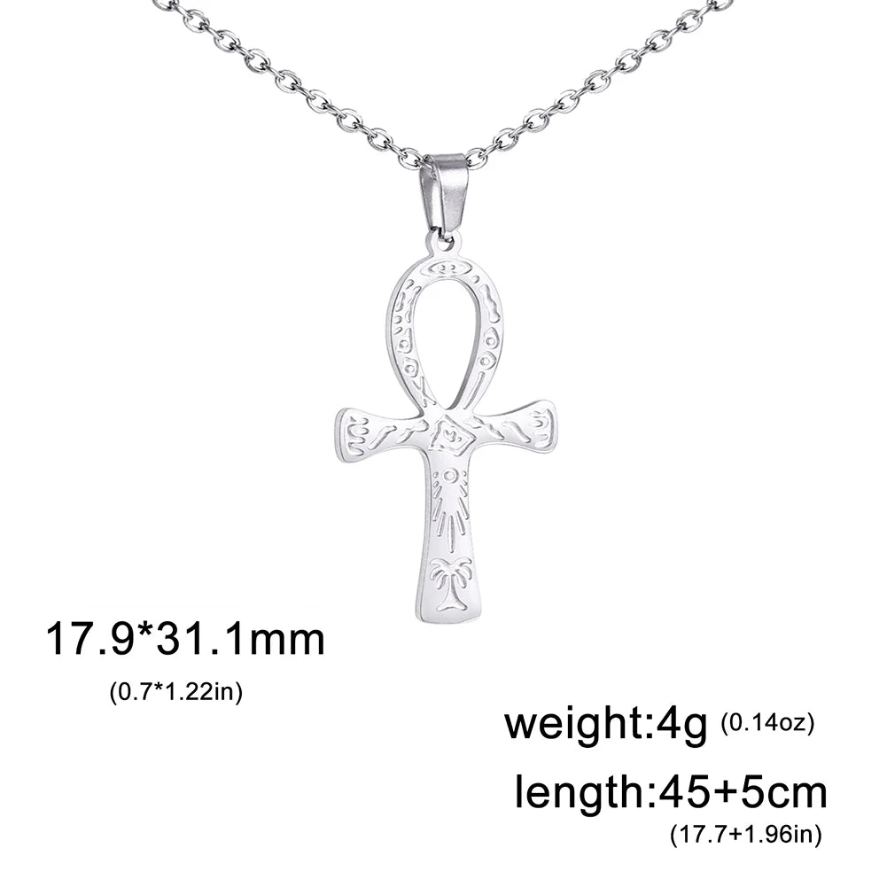 Lucktune Ankh Cross Egyptian Amulet Necklace Stainless Steel Key of Life Symbol Crucifix Pendant Necklace Women Religion Jewelry - Buy Gifts 4 You by NX3