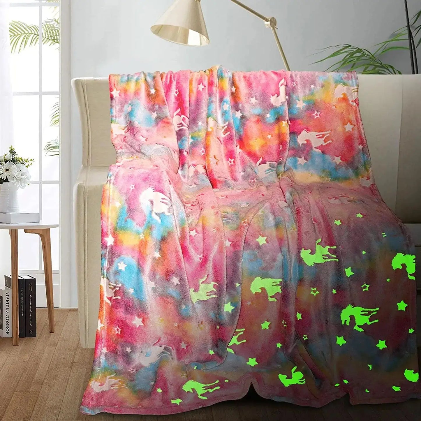 Unicorn or Dinosaur Plush Glow in the Dark Super Soft Blanket - Buy Gifts 4 You by NX3