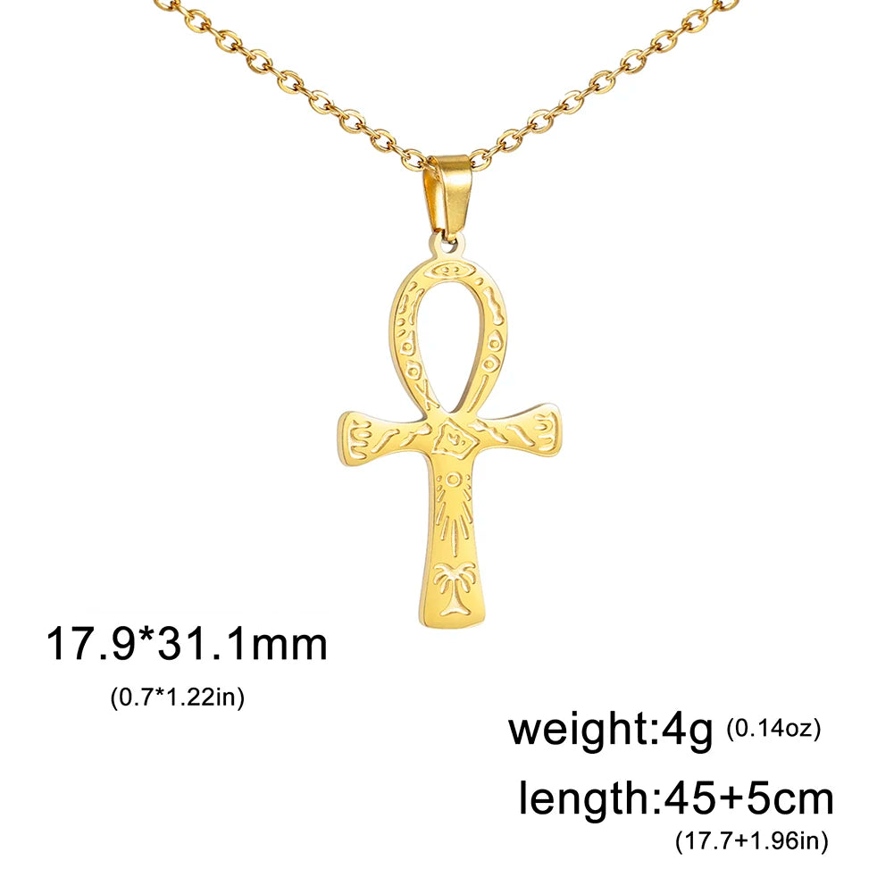 Lucktune Ankh Cross Egyptian Amulet Necklace Stainless Steel Key of Life Symbol Crucifix Pendant Necklace Women Religion Jewelry - Buy Gifts 4 You by NX3