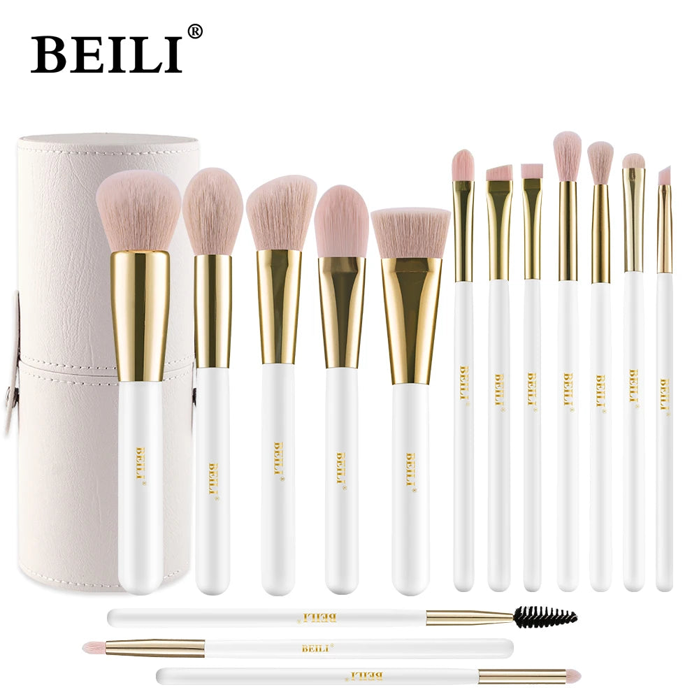 BEILI White Gold Makeup Brushes Professional Foundation Eyeshadow Powder High Quality Pink Synthetic Brush Set кисти для макияжа - Buy Gifts 4 You by NX3