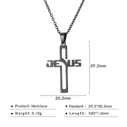 My Shape Jesus Cross Necklaces for Women Men Stainless Steel Pendant Necklace Choker Religious Christian Jewelry Christmas Gift - Buy Gifts 4 You by NX3