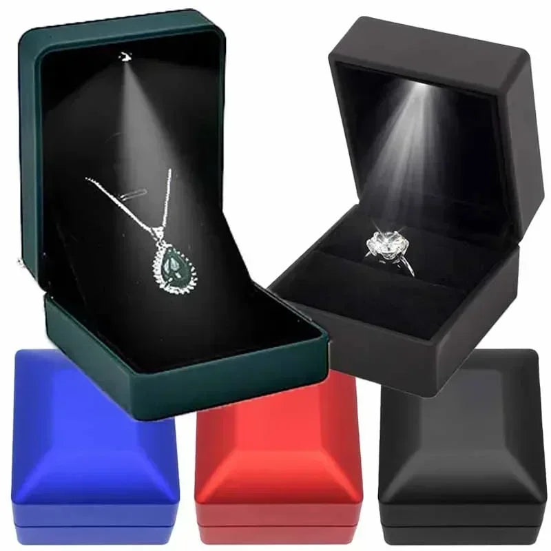 LED Light Jewelry Box For Ring Necklace Luxury Velvet Storage Cases - Buy Gifts 4 You by NX3