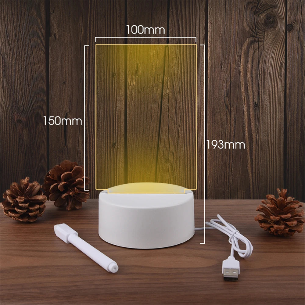 Transparent Luminous LED Night Lights USB Luminous Acrylic Night Light Erasable Write Message Board Calendar Desktop Ornaments - Buy Gifts 4 You by NX3