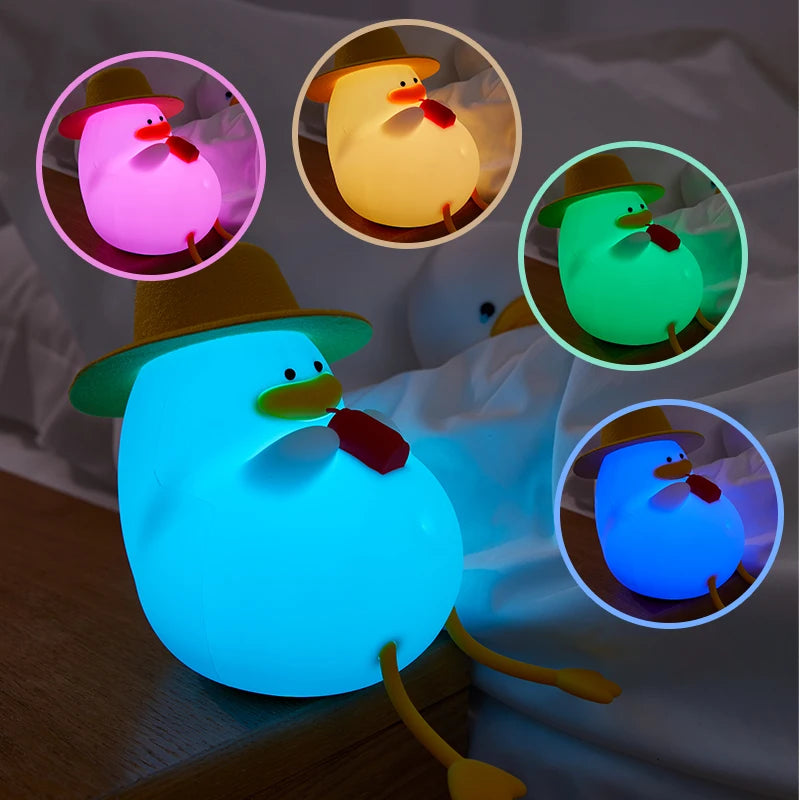 LED Night Light Rechargeable Duck Night Lamp Silicone Dimmable Lamps Bedside Nightlights Room Decor Kids Gift