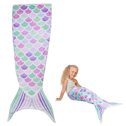 Mermaid Tail Blanket for Kids Flannel Sleeping Blanket Adult Children Universal Comfortable Mermaid Sleeping Blanket 50x145cm - Buy Gifts 4 You by NX3